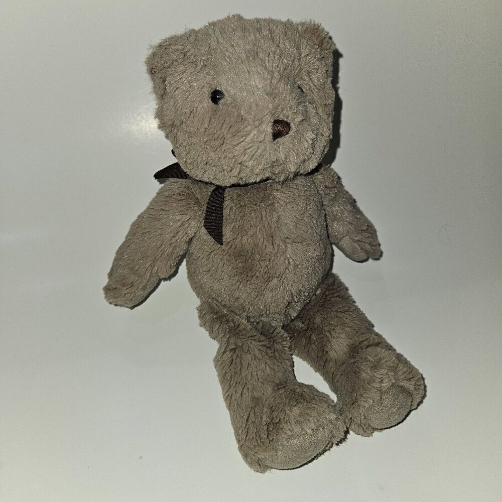 Pottery Barn Kids PBK Brown Teddy Bear Plush 12" Stuffed Animal Toy Bow